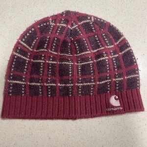 Carhartt Red and Cream Plaid Beanie